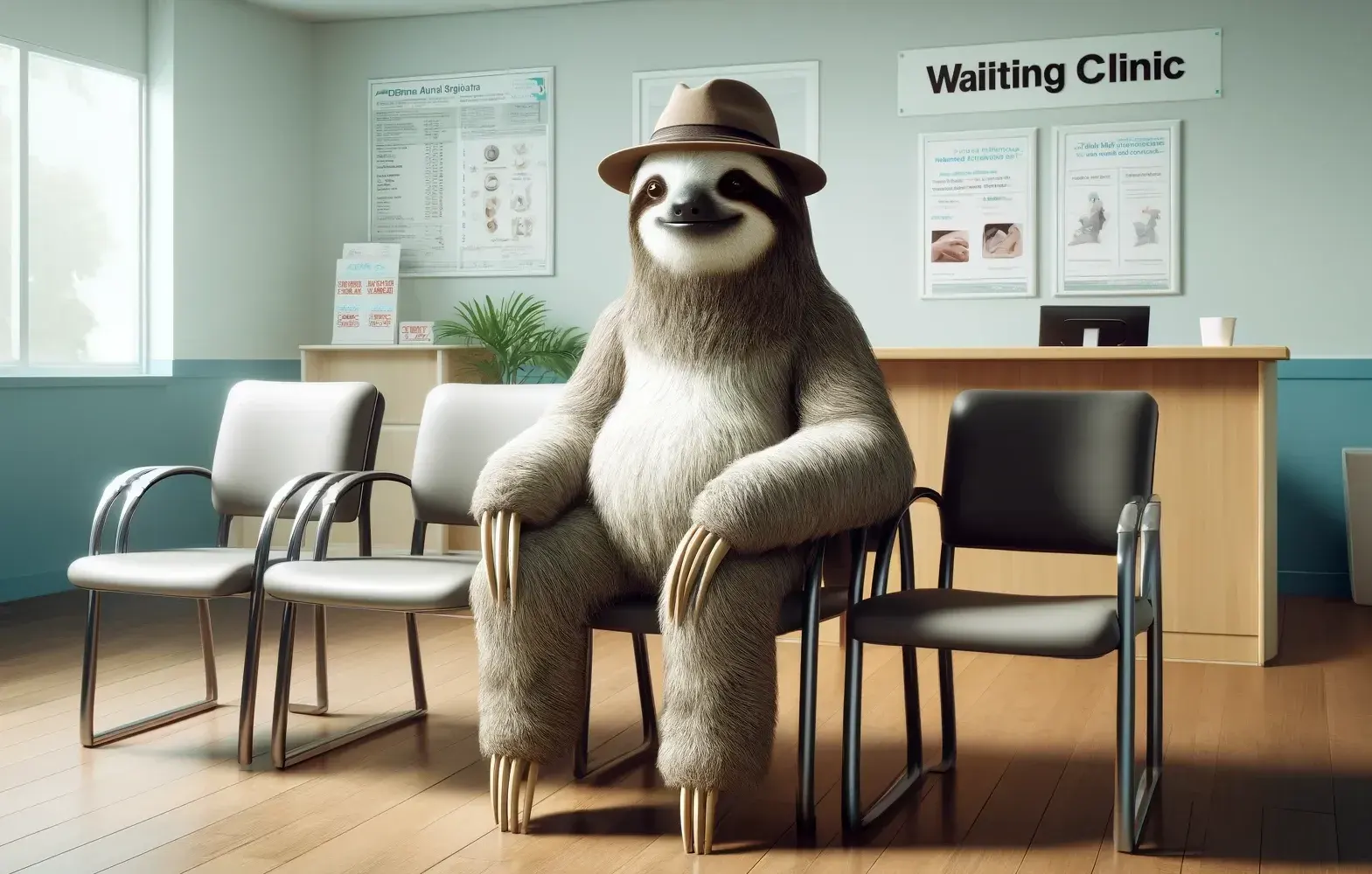 sloth waiting for clinic